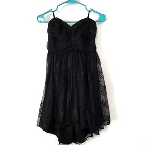 Forever 21 Small Black Lace Sweetheart Strapless High Low
